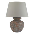 Siena Brown  Round Table Lamp With Linen Shade_1055