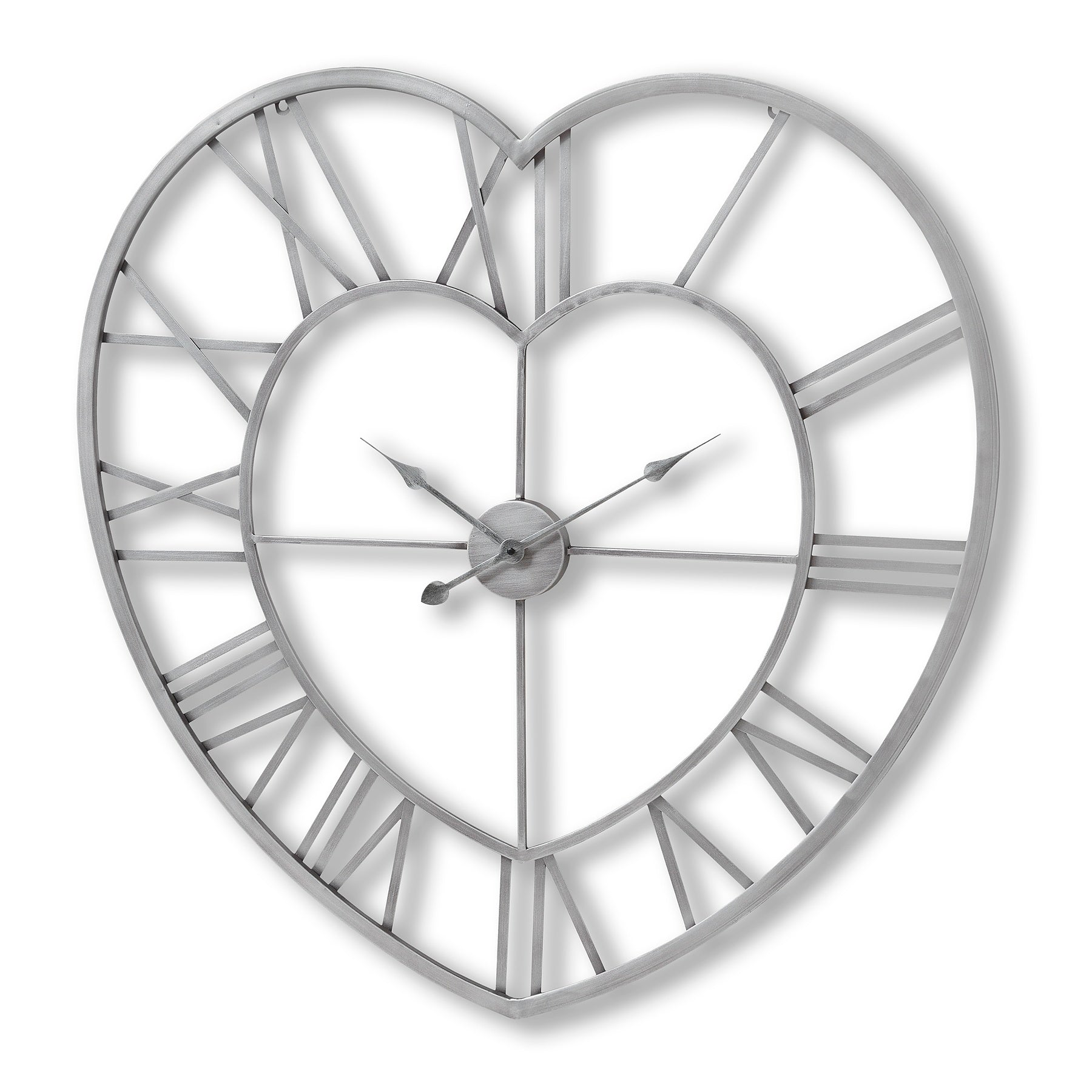 Silver Heart Skeleton Wall Clock_4052