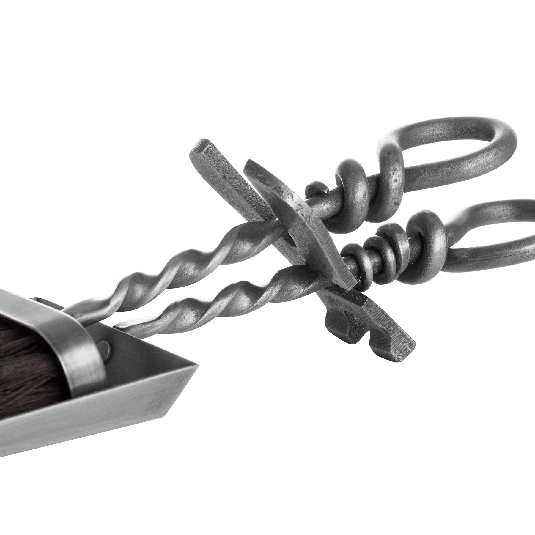 Silver Hearth Tidy Set With Hand Turned Loop Handle_4345
