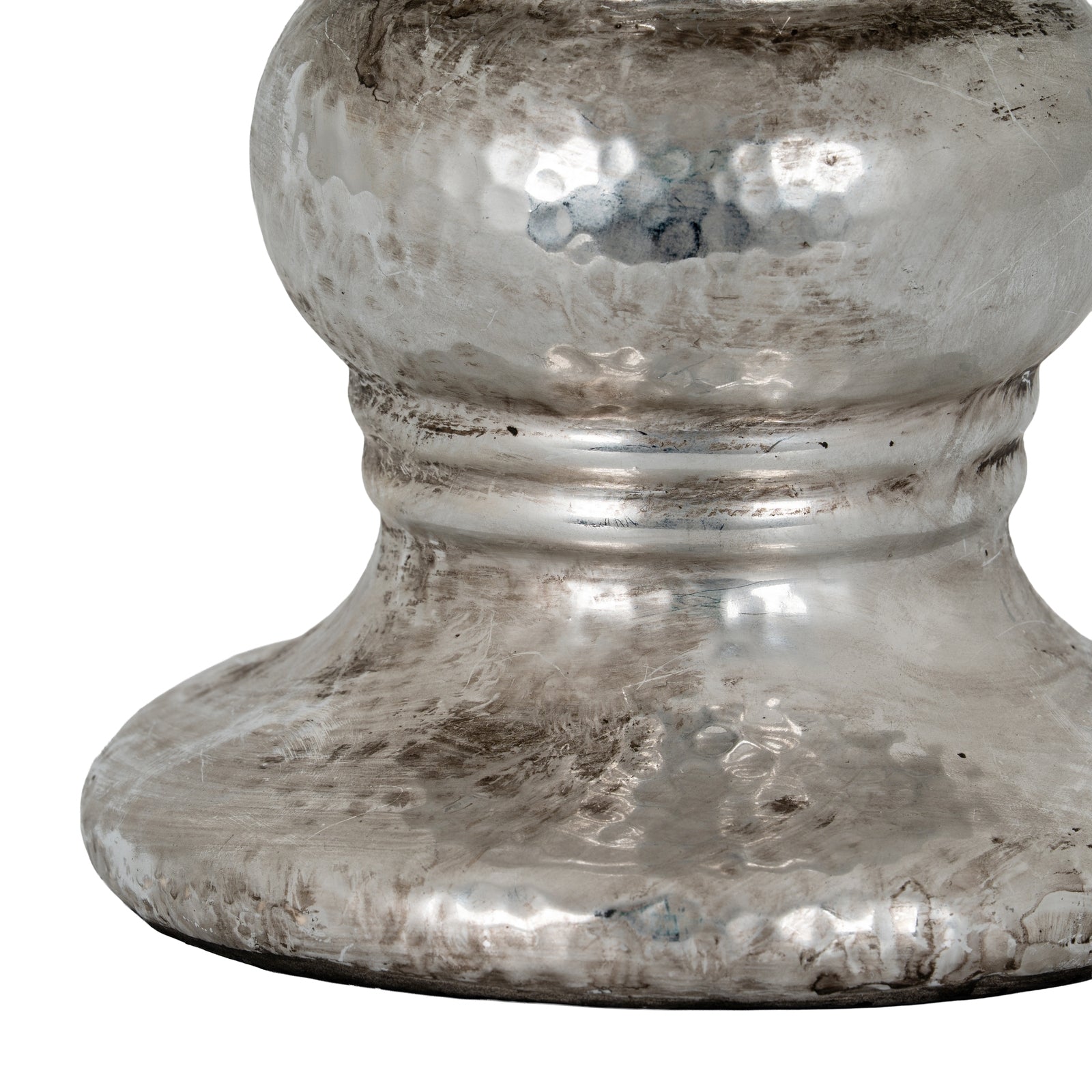 Silver Punch Faced Ceramic Large Candle Holder [cid:21706-b]