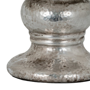 Silver Punch Faced Ceramic Large Candle Holder [cid:21706-b]