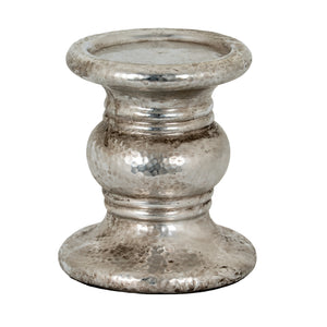 Silver Punch Faced Ceramic Large Candle Holder [cid:21706]