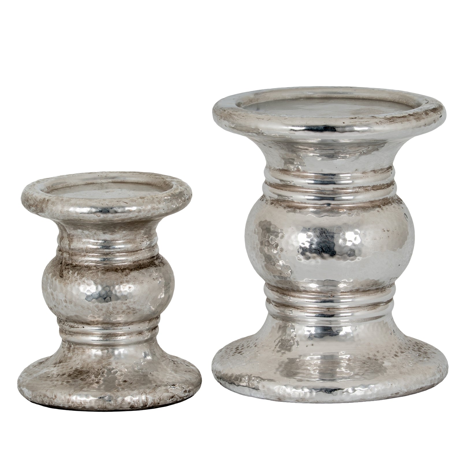 Silver Punch Faced Ceramic Candle Holder [cid:21705-d]