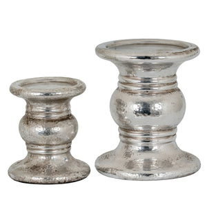 Silver Punch Faced Ceramic Candle Holder [cid:21705-d]