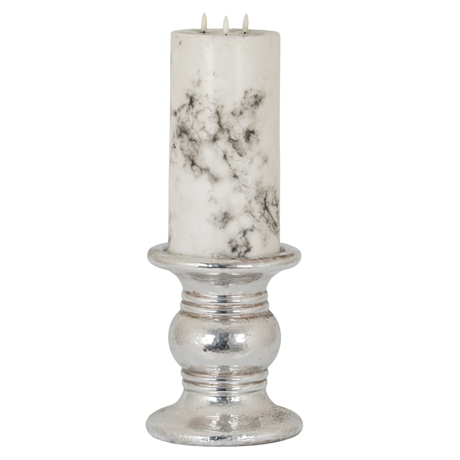 Silver Punch Faced Ceramic Candle Holder [cid:21705-c]