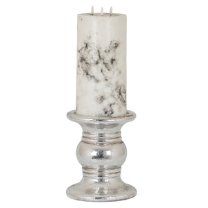 Silver Punch Faced Ceramic Candle Holder [cid:21705-c]