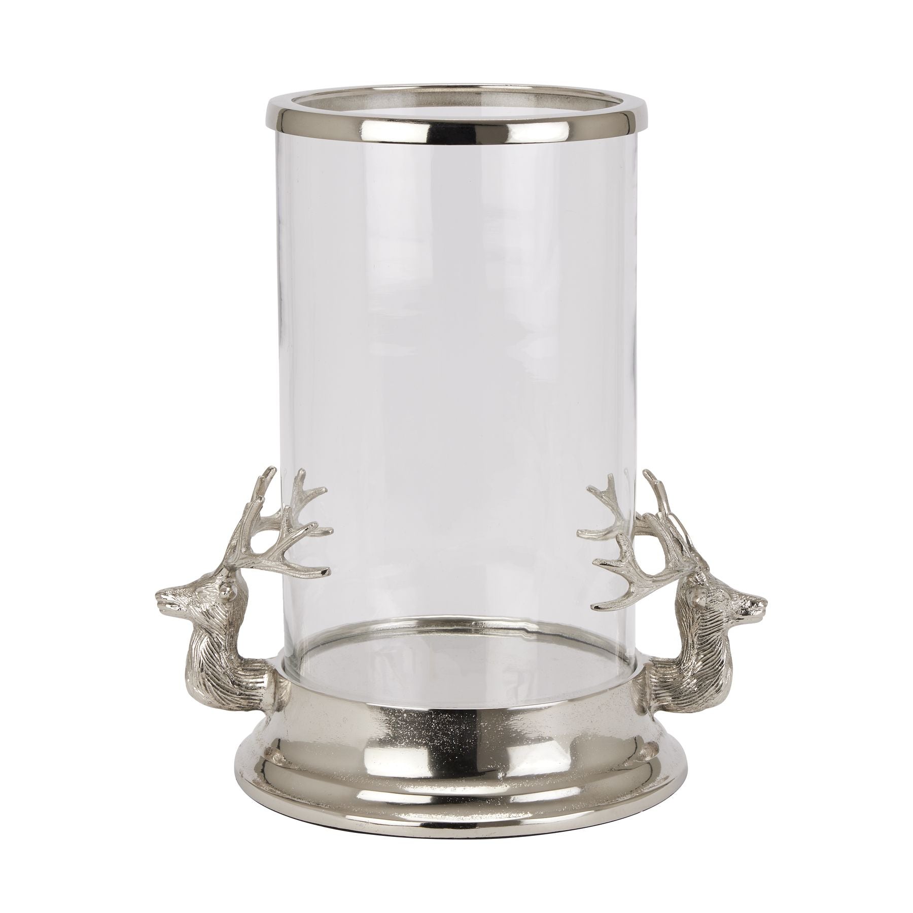 Silver Stag Heads Hurricane Lantern_3148