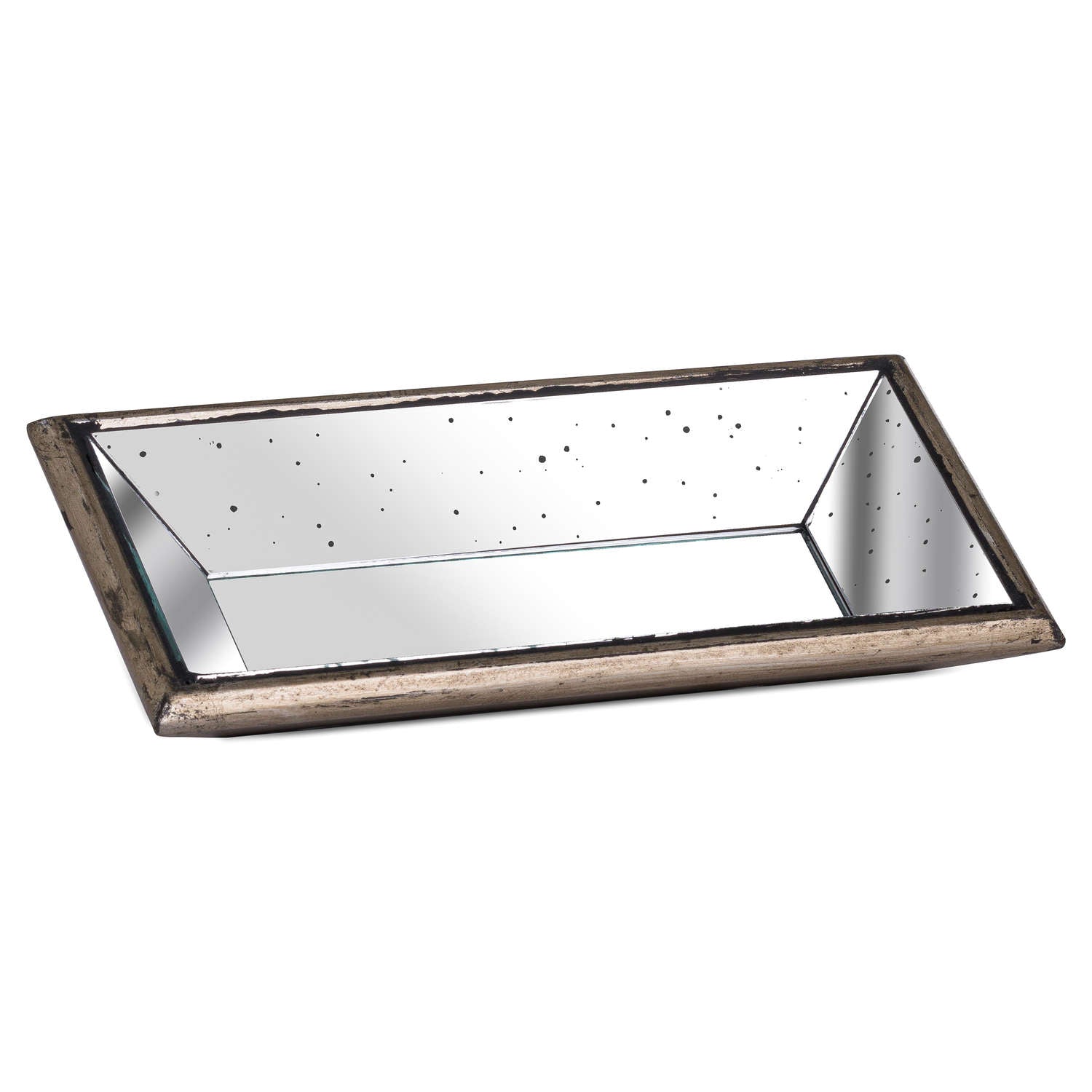 Astor Distressed Mirrored Tray With Wooden Detailing_1342