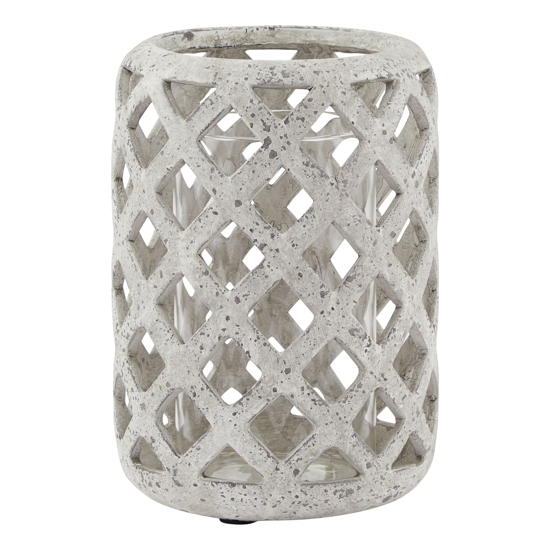 Grey Stone Effect Hurricane Lantern_825
