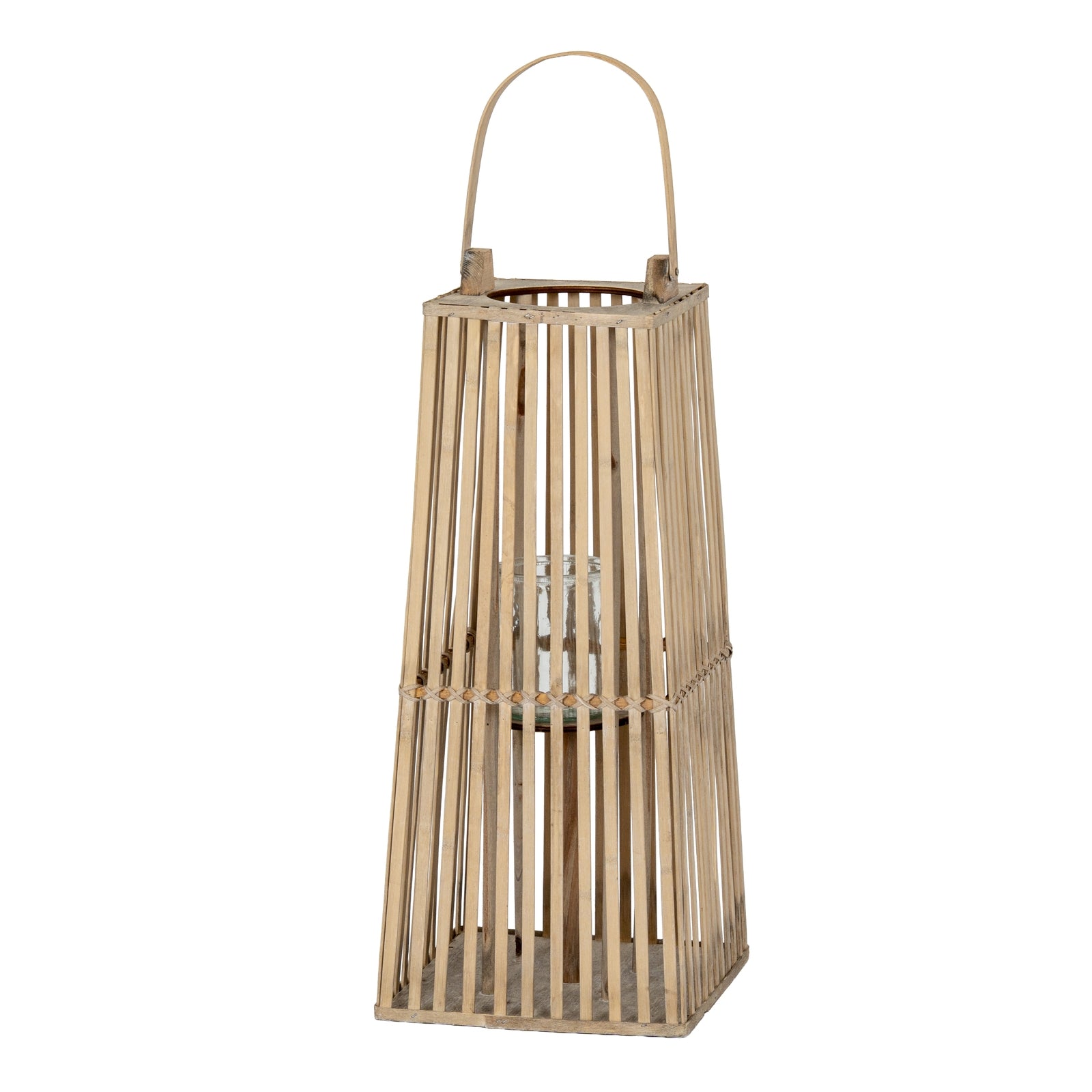 Large Silo Wicker Lantern With Glass Holder_1087