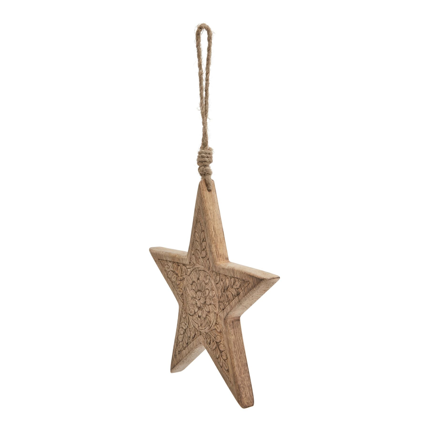 Natural Wooden Patterned Hanging Star_2711