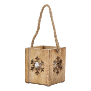 Natural Wooden Snowflake Tealight Candle Holder_2716