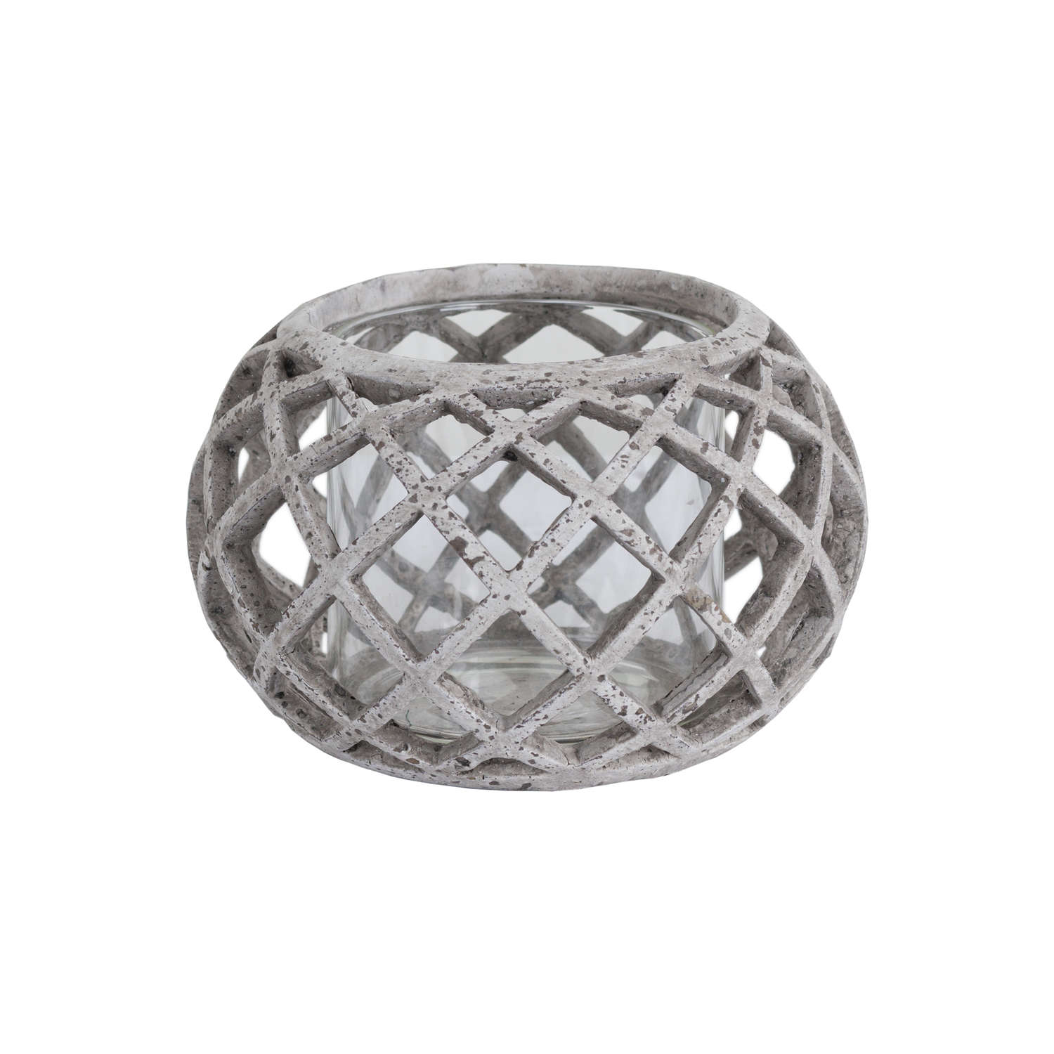 Round Ceramic Lattice Hurricane Lantern_2836