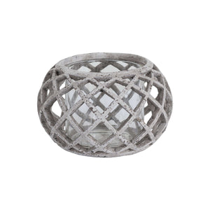 Round Ceramic Lattice Hurricane Lantern_2836