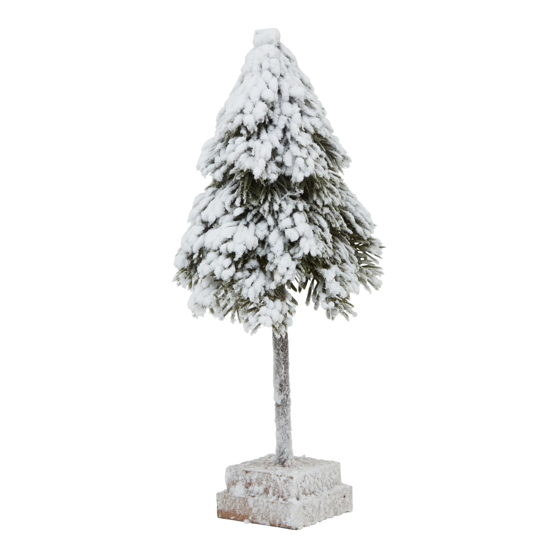 Snowy Cedar Tree On Wood Block_3222