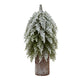 Small Snowy Fir Tree On Tall Wood Log_3228