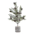 Small Snowy Fir Tree With Pinecones In Wood Log_3234