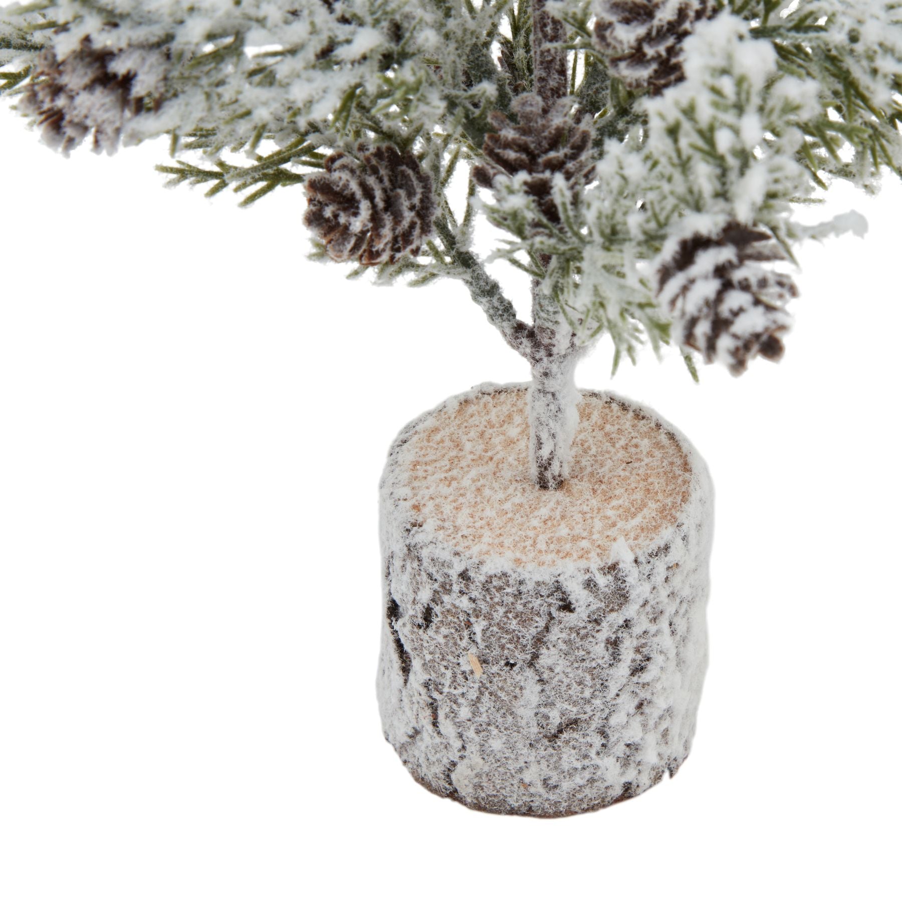 Small Snowy Fir Tree With Pinecones In Wood Log_3236
