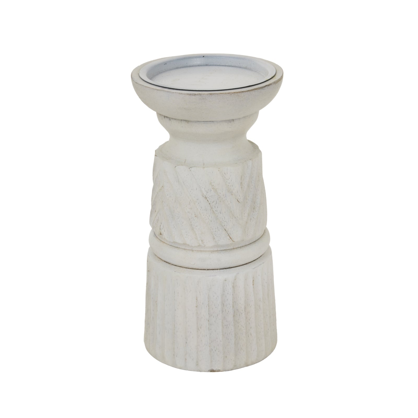 White Carved Candle Holder_3509