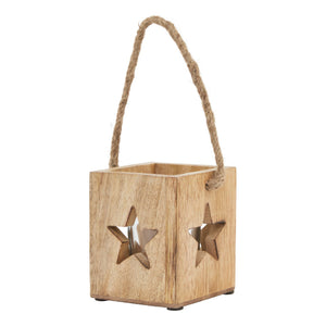 Washed Wood Large Star Tealight Candle Holder_2719