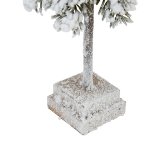 Snowy Cedar Tree On Wood Block_3224