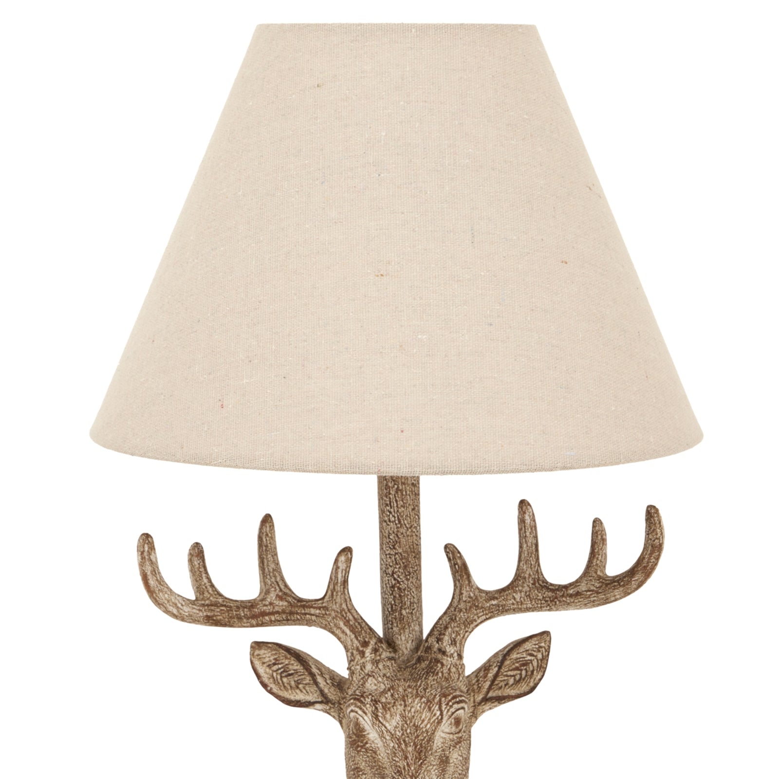 Stonewashed Stag Head Table Lamp With Linen Shade_1121