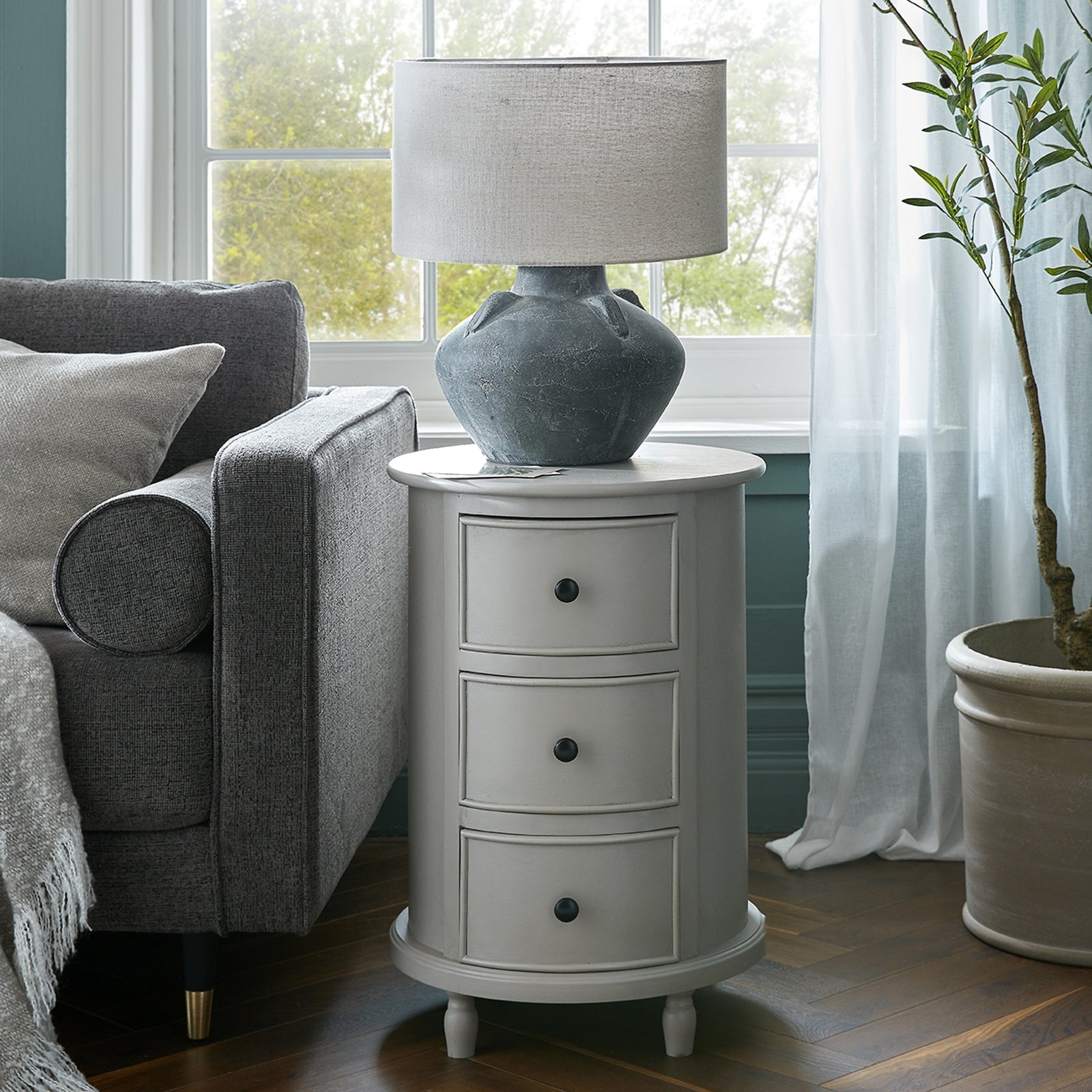 The Camden Collection 3 Drawer Round Side Table_535