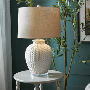 Twill Weave Ceramic Table Lamp With Linen Shade_1150