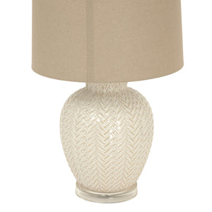Twill Weave Ceramic Table Lamp With Linen Shade_1147