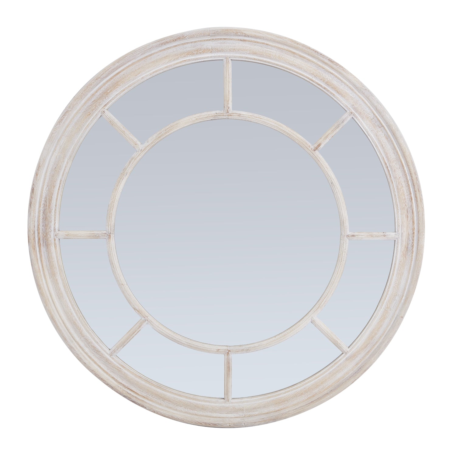 Washed Wood Framed Round Mirror_4203