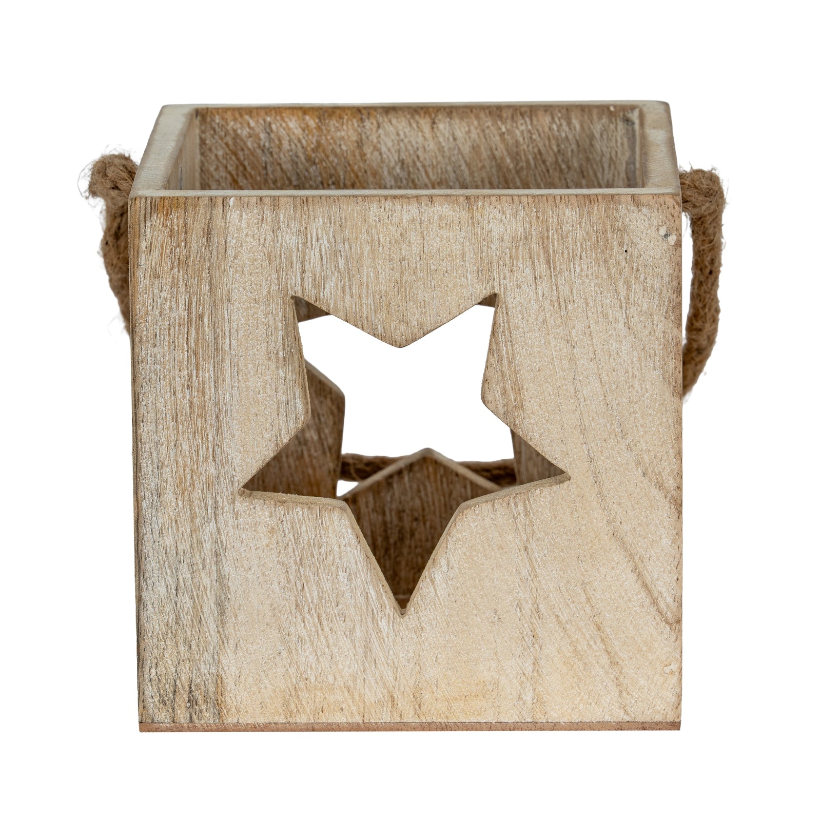 Washed Wood Large Star Tealight Candle Holder_3506