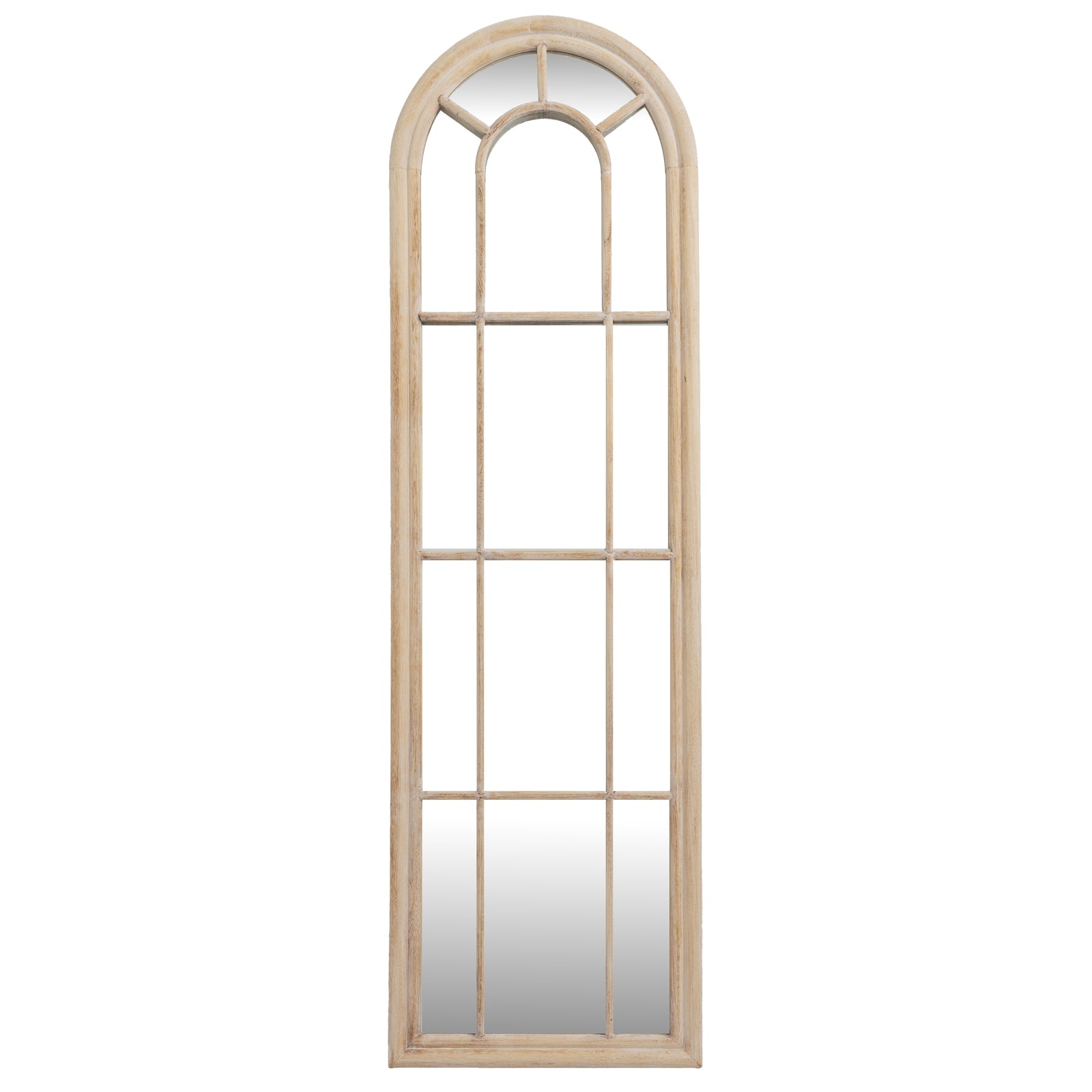 Washed Wood Tall Arched Window Mirror_4233