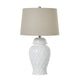 White Ceramic Ginger Jar Lamp With Linen Shade [cid:23729]