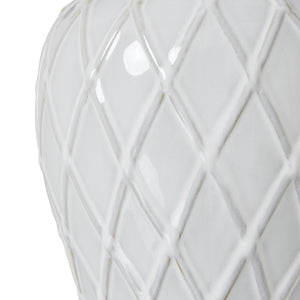 White Ceramic Ginger Jar Lamp With Linen Shade [cid:23729-b]