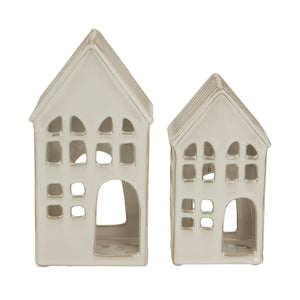 White Ceramic House Tea Light Holder_2050