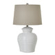White Ceramic Pot Lamp With Linen Shade_1168