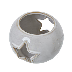 White Ceramic Star Cut-Out Round Tealight Holder_3534