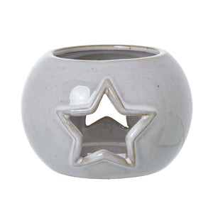 White Ceramic Star Cut-Out Round Tealight Holder_3533