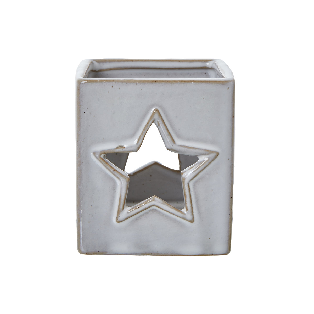 White Ceramic Star Cut-Out Square Tealight Holder_3535