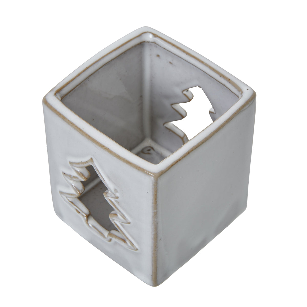White Ceramic Tree Cut-Out Square Tealight Holder_3548