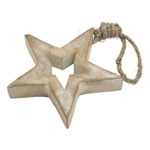 White Wash Collection Wooden Hanging Star Decoration_3564