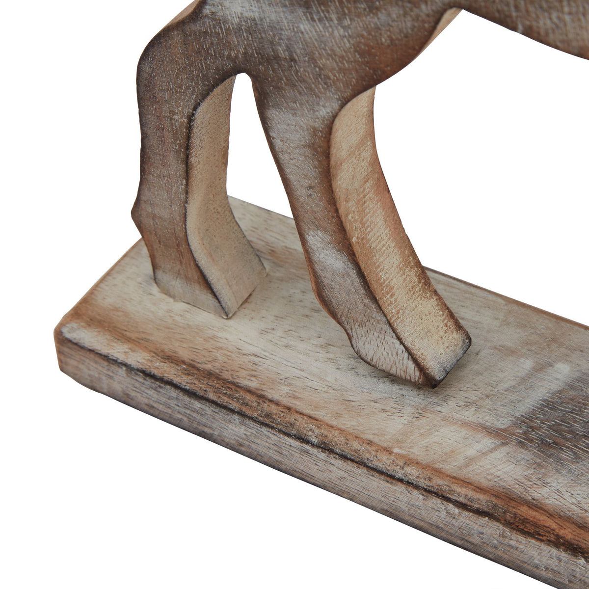 White Wash Collection Wooden Reindeer Decoration_3585