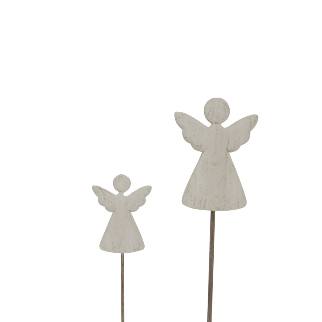 Whitewashed Rustic Angel On Stand_3625