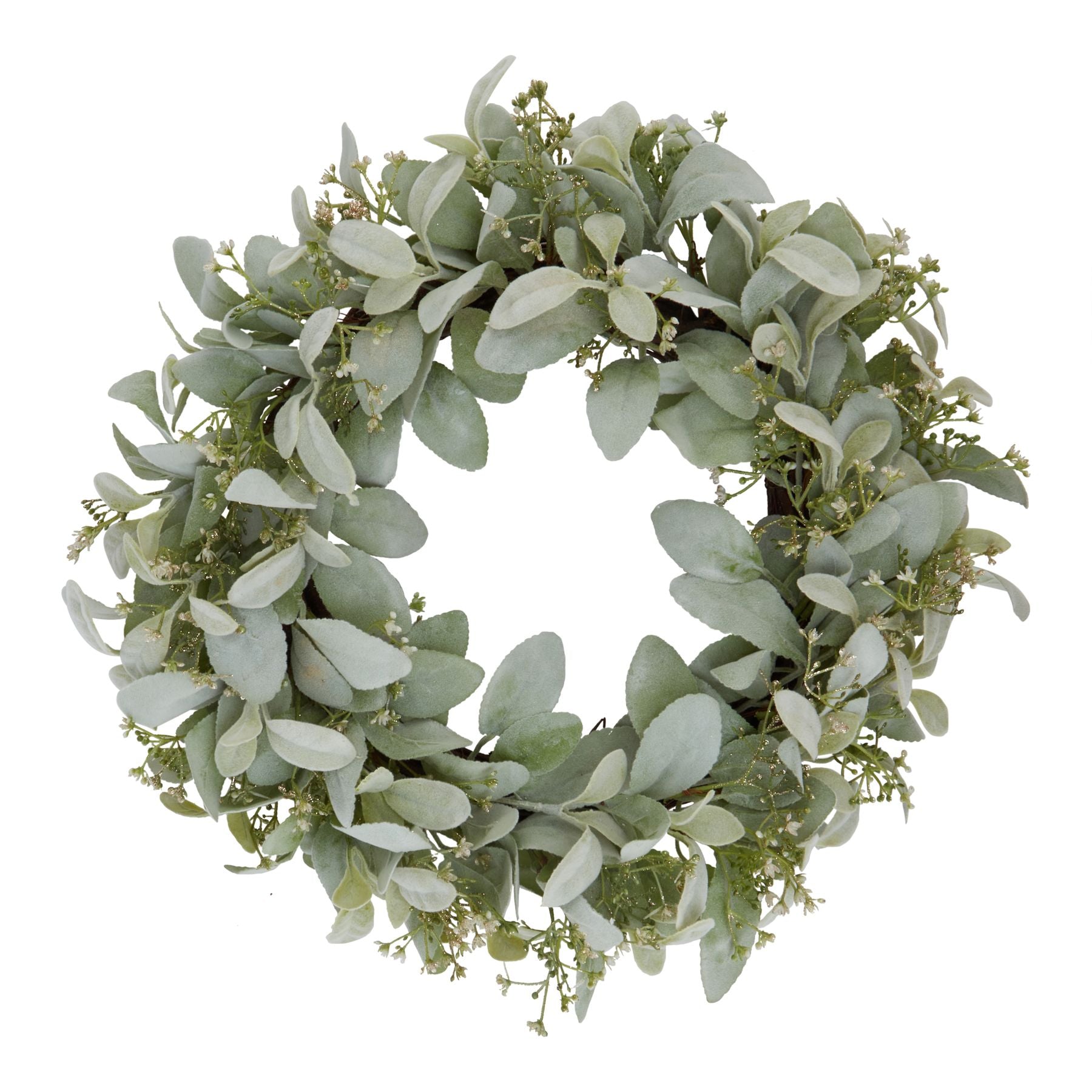Winter Wreath With Lambs Ear And Wax Flower_3669